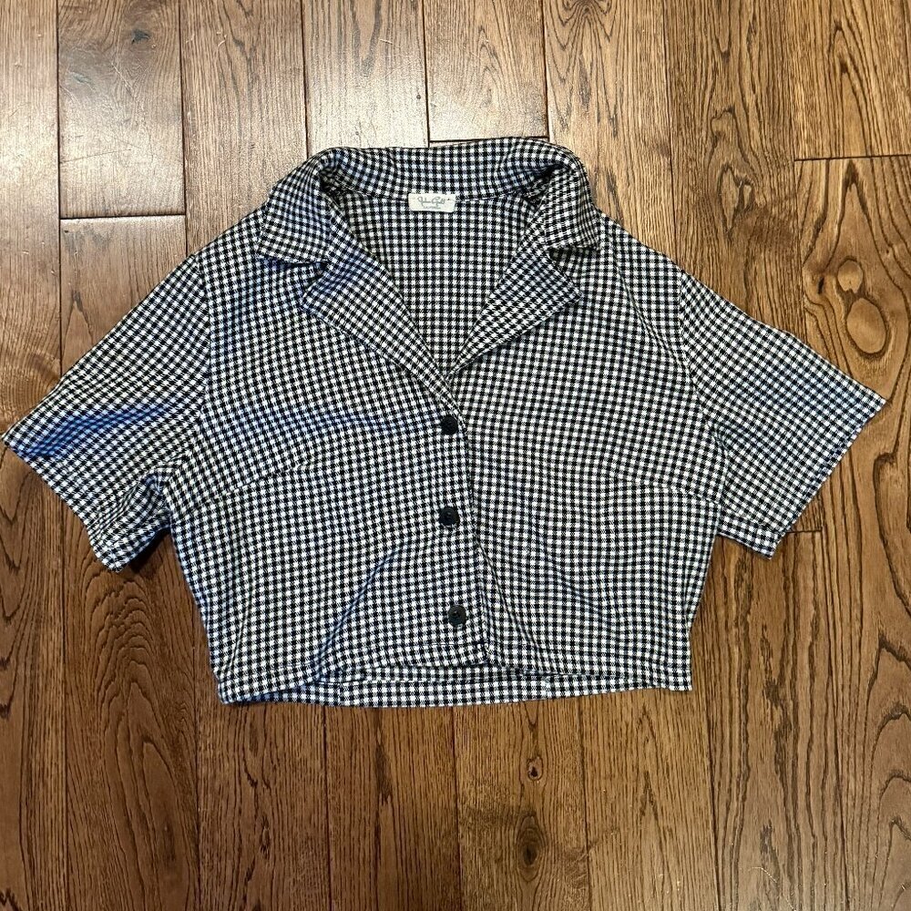 John Galt Checkered Cropped Blazer. Girls M.